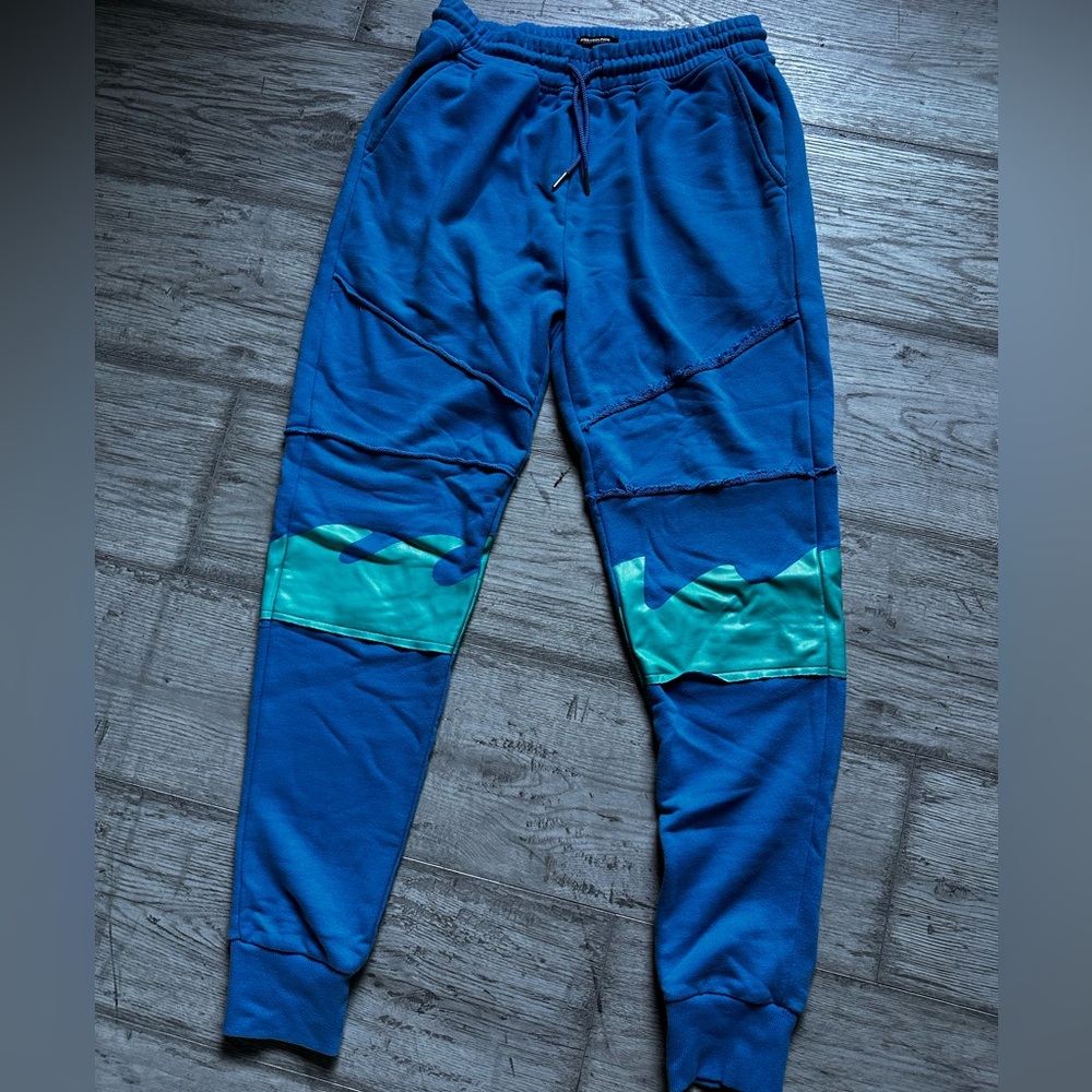 Pink Dolphin Jogger Sweatpants Waves Blue Turquoise Mens Size Large